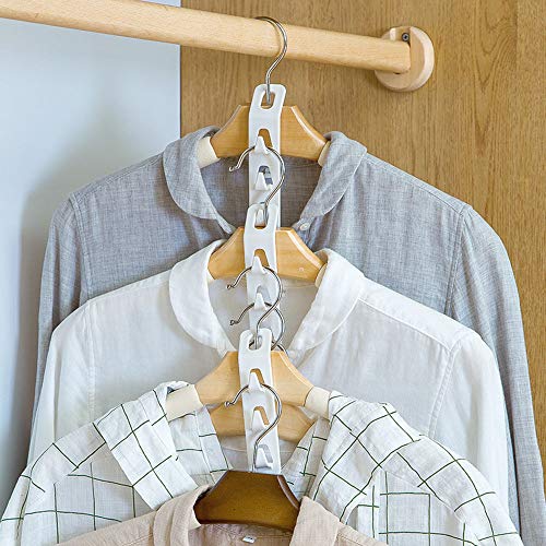 PZRT 4pcs Multi-Function Multi-Layer Cabinet Clothes Connection Folding Storage Clothes Rack Hanger Household Strong Load-Bearing Closet Hook Space Saving Series Cascading Clothes Hanger Hooks, White