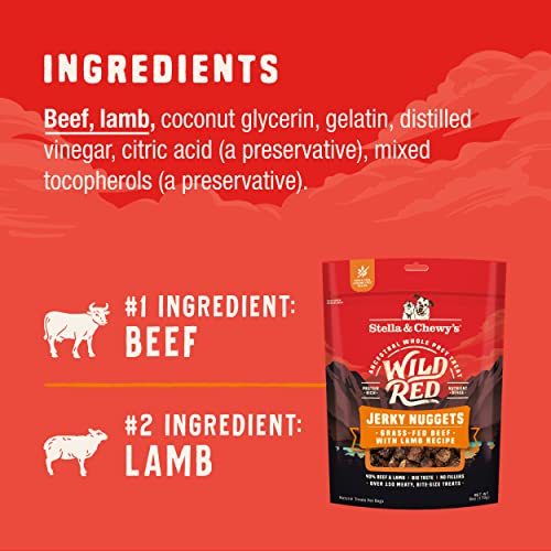 Stella & Chewy's Wild Red Jerky Nuggets Dog Treats Beef & Lamb Recipe, 6 oz. Bag