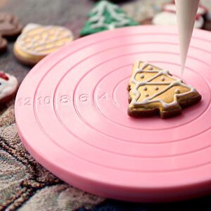 pink cookie decorating turntable, rotating cake turntable stand baking decor plate