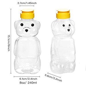 Lainrrew 10 Pcs 8 Fluid Oz Honey Jar, Plastic Bear Honey Bottles Jars Clear Honey Containers Dispenser Honey Squeeze Bottle Juice Bottle with Leak Proof Flip-Top Caps for Storing and Dispensing