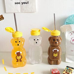 Lainrrew 10 Pcs 8 Fluid Oz Honey Jar, Plastic Bear Honey Bottles Jars Clear Honey Containers Dispenser Honey Squeeze Bottle Juice Bottle with Leak Proof Flip-Top Caps for Storing and Dispensing