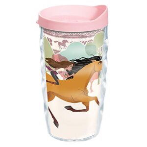 tervis made in usa double walled universal dreamworks spirit untamed insulated plastic tumbler cup keeps drinks cold & hot, 10oz wavy, clear