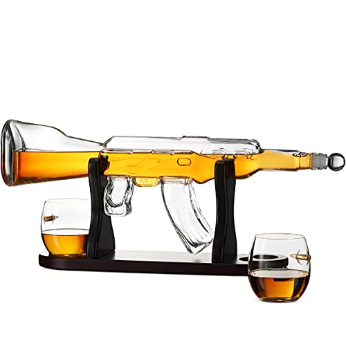 Godinger Whiskey Decanter and Whiskey Glasses Bar Set, Liquor Decanter Gift Set for Scotch Bourbon Wine, Gifts for Men