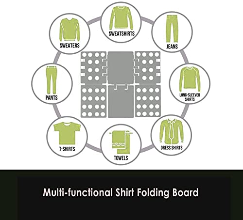 Wesuy Shirt Folding Board, 27.56 x 22.44 T Shirt Folder, Easy and Fast Flip Fold Clothes Folding Board, Durable Plastic Laundry Folders Collapsible Liner for Easy Storage and Travel (Gray)