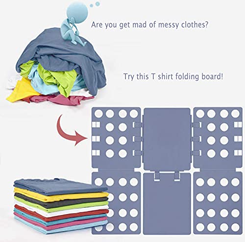 Wesuy Shirt Folding Board, 27.56 x 22.44 T Shirt Folder, Easy and Fast Flip Fold Clothes Folding Board, Durable Plastic Laundry Folders Collapsible Liner for Easy Storage and Travel (Gray)