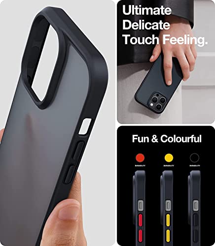 TORRAS Shockproof Compatible for iPhone 13 Pro Max Phone Case, [Military Grade Drop Protection] [Sleek Premium Touch] Translucent Matte Phone Case for iPhone 13 Pro Max Case, Guardian Series, Black