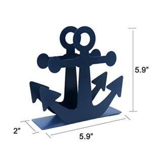 BetyHom Vintage Metal Nautical Anchor Napkin Holder (BLUE)