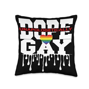 super cute monograms, initials, and letter gifts dope graphic design unapologetically gay heart flag throw pillow, 16x16, multicolor