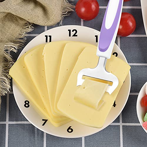 KUFUNG Cheese Slicer Stainless Steel Cheese Knife Heavy Duty Plane Cheese Cutter, Shaver, Server For Semi-Soft, Semi-Hard Cheese (7.2 inch, Purple)