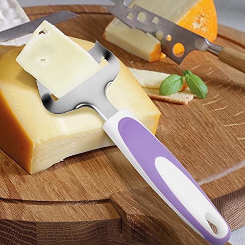 KUFUNG Cheese Slicer Stainless Steel Cheese Knife Heavy Duty Plane Cheese Cutter, Shaver, Server For Semi-Soft, Semi-Hard Cheese (7.2 inch, Purple)