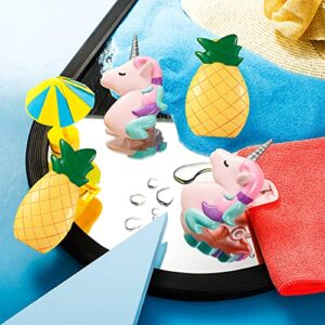 4 Pieces Beach Towel Clips Chair Clips Pineapple Unicorn Clips Chair Holders Jumbo Size Plastic Towel Clips for Pool Loungers Clothes Quilt Blanket