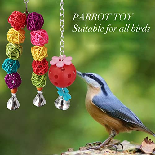 13pcs Bird Parakeet Toys, Swing Chewing Toy, Hanging Bell Pet Swing Bird Cage Hammock Climbing Ladders Toy Wooden Perch Toys for Small Parrots, Conure, Cockatiels