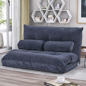 LTT Futon Sofa Bed, Futon Couch, Sofa Bed Adjustable Folding Futon Sofa Video Gaming Sofa Lounge Sofa with Two Pillows