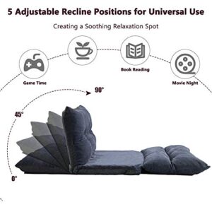 LTT Futon Sofa Bed, Futon Couch, Sofa Bed Adjustable Folding Futon Sofa Video Gaming Sofa Lounge Sofa with Two Pillows