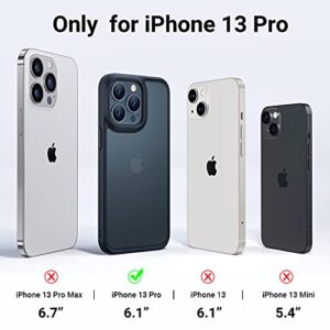 TORRAS Shockproof for iPhone 13 Pro Phone Case, [Military-Grade Drop Tested] Translucent Matte Hard PC Back with Soft Silicone Edge Slim Protective for iPhone 13 Pro Case, Black