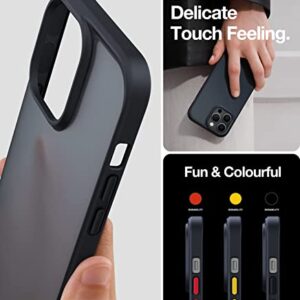 TORRAS Shockproof for iPhone 13 Pro Phone Case, [Military-Grade Drop Tested] Translucent Matte Hard PC Back with Soft Silicone Edge Slim Protective for iPhone 13 Pro Case, Black