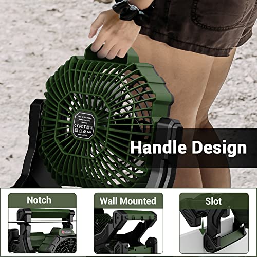 16 inch Camping Fan for Tents, Dr. Prepare Portable Floor Fan with Led Light, 14400mAh Rechargeable Cordless Battery Operated Fan for Camping, Outdoor Fan for Picnic, BBQ, Fishing, Travel, Farming