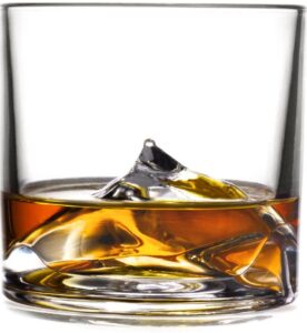 liiton mt everest whiskey glasses set of 4, heavy rocks glasses gift set with raised mountain for a quick chill without ice