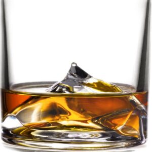 LIITON Mt Everest Whiskey Glasses Set of 4, Heavy Rocks Glasses Gift Set With Raised Mountain For A Quick Chill Without Ice