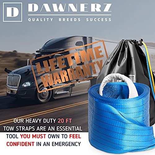 Tow Strap Heavy Duty 20 ft 150000 lbs - Dawnerz Towing Rope 6 m 75 US Tons for Truck Bus and Tractor