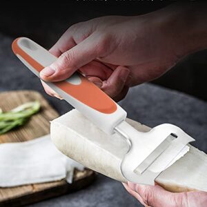 KUFUNG Cheese Slicer Stainless Steel Cheese Knife Heavy Duty Plane Cheese Cutter, Shaver, Server For Semi-Soft, Semi-Hard Cheese (7.2 inch, Orange)