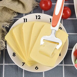 KUFUNG Cheese Slicer Stainless Steel Cheese Knife Heavy Duty Plane Cheese Cutter, Shaver, Server For Semi-Soft, Semi-Hard Cheese (7.2 inch, Orange)