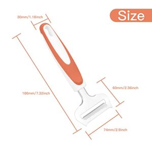 KUFUNG Cheese Slicer Stainless Steel Cheese Knife Heavy Duty Plane Cheese Cutter, Shaver, Server For Semi-Soft, Semi-Hard Cheese (7.2 inch, Orange)