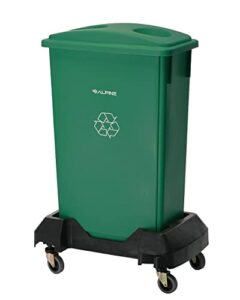 alpine rectangular trash can dolly - heavy duty garbage can roller with 4 caster wheels for transporting waste containers in offices, schools, restaurants, and more - holds up to 200lbs load