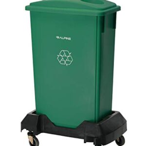 Alpine Rectangular Trash Can Dolly - Heavy Duty Garbage Can Roller with 4 Caster Wheels for Transporting Waste Containers in Offices, Schools, Restaurants, and More - Holds Up to 200lbs Load