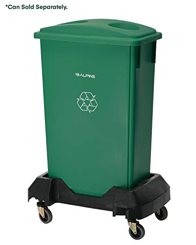 Alpine Rectangular Trash Can Dolly - Heavy Duty Garbage Can Roller with 4 Caster Wheels for Transporting Waste Containers in Offices, Schools, Restaurants, and More - Holds Up to 200lbs Load