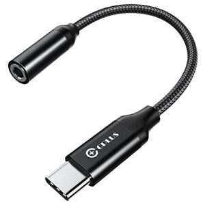 sgs certified dac usb-c to 3.5mm headphone adapter - al alloy head for samsung galaxy s23/s22/s21 ultra, note10, pixel 7/6/5/4/3/2, macbook, ipad pro & more - type c to aux dongle, black