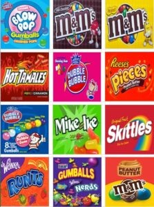 2.5" candy vending machine labels stickers (12 pack)