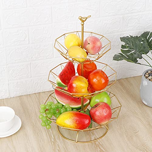 Fruit Bowl, RAUVOLFIA 3-Tier Fruit Basket Fruit Stand Holder for Kitchen, Kitchen Counter & Dining Table Organizer for Fruits Snacks Vegetables