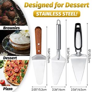 3 Pieces Pie Server Set Stainless Steel Pie Spatula Serrated with Comfortable Handle, Easy to Grip for Cutting and Serving Desserts Pizza and Cake