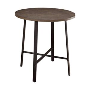 lexicon hyacinth wood and metal round counter height table, 36" dia, burnished brown