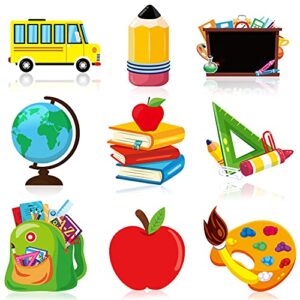 watinc 45pcs back to school cut-outs decoration, school bus for first day of classroom theme essentials wall decal bulletin for colorful book chalkboard decor for kids and teacher party favor supplies