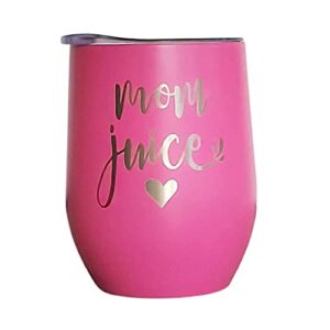 mom juice wine tumbler, hot pink tumbler 12oz, mom gifts for birthday present for women