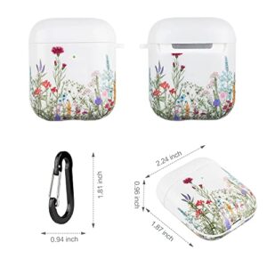 Cutebricase Airpods Case, Yellow Flowers Airpod Case for Women Girls Protective Hard Airpod Case Cover for Apple AirPods 2 & 1 with Keychain Compatible with Wireless Charging (Flowers)