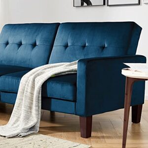 LTT Futon Sofa Bed, Futon Couch, Sofa Bed Upholstery Fabric Living Room Sofa Velvet Lounger Sofa Blue Green