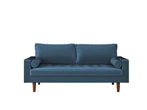 container furniture direct womble modern velvet upholstered living room diamond tufted chesterfield sofa with gleaming nailheads, ross blue
