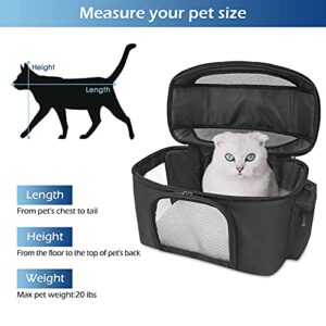 Henkelion Cat Backpack Carrier Pet Travel Bag, Small Dog Backpack for Small Medium Pets, Airline Approved Carrier for Pets Up to 20 lbs, Soft Sided Cat Carrying Box, Collapsible Puppy Carrier - Black