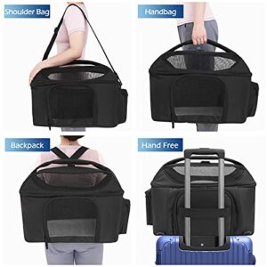 Henkelion Cat Backpack Carrier Pet Travel Bag, Small Dog Backpack for Small Medium Pets, Airline Approved Carrier for Pets Up to 20 lbs, Soft Sided Cat Carrying Box, Collapsible Puppy Carrier - Black