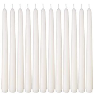 arosky 10 inch unscented taper candles wedding dinner candle set of 12 (ivory)