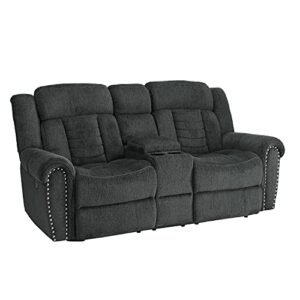 lexicon huddart fabric double manual reclining loveseat, 79.5" w, charcoal gray