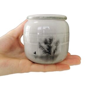 small cremation urns for human ashes - tree of life decorative keepsake urn with case, velvet pouch - ceramic adult dog cat ash holders miniature memorial funeral urn for sharing ashes
