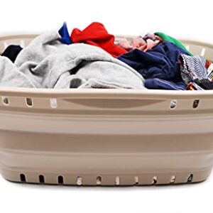 SAMMART 44L Collapsible Plastic Laundry Basket - Foldable Pop Up Storage Container / Organizer - Portable Washing Tub - Space Saving Hamper / Basket (1, Apricot), Size : 25.4 x 17.3 x 10.2 inches