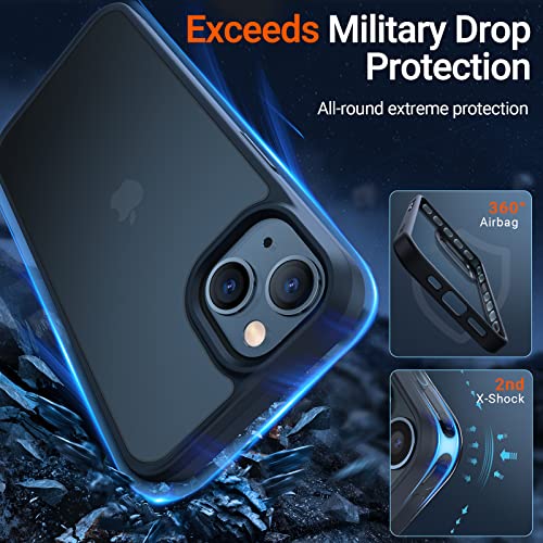 TORRAS Shockproof Designed for iPhone 13 Mini Case, 8 FT Military Drop Protection Translucent Hard PC Back with Soft Edge Protective Slim 13 Mini Phone case, Matte Black