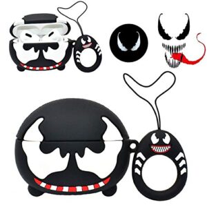 sdfsd airpods pro case,3d cute cartoon venom kawaii fashion air pods cover accessories shockproof kits,unique hipsters cool silicone protective cases for (black)