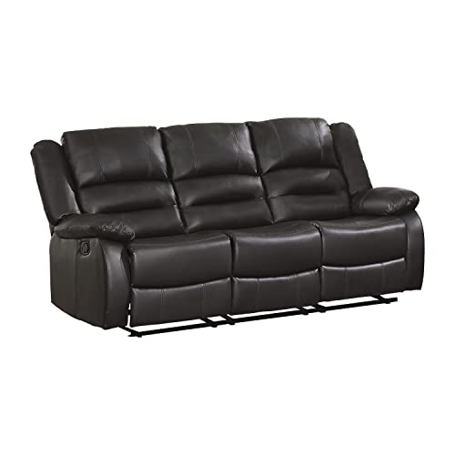 Lexicon Azrael Faux Leather Double Manual Reclining Sofa, 82" W, Brown