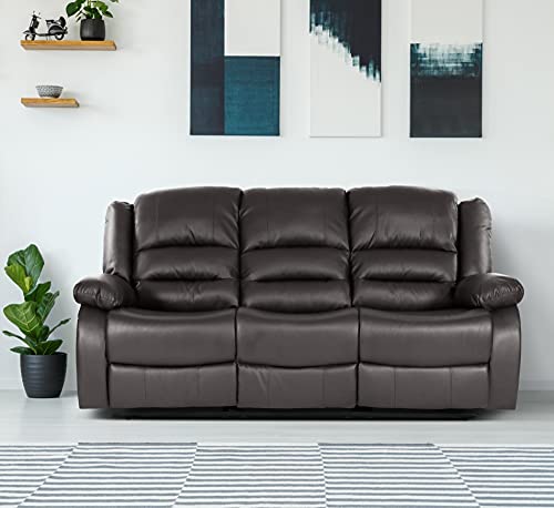 Lexicon Azrael Faux Leather Double Manual Reclining Sofa, 82" W, Brown